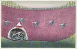 Noboru Sawai, Swan Lake #proof, colour wood block on paper