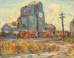 Lawrence Washburn, Sleepy 'R' in Crossfield, 1981, oil on wood board
