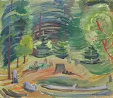 Emily Carr, Old and New Forest, oil on wood board