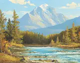 Duncan MacKinnon Crockford, Mount Temple from Bow River, Alberta