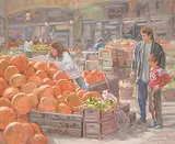 Les Couleurs du Marche by Littorio del Signore, 1990, oil on canvas, sold Nov 2015