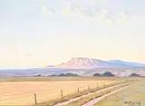 Unitled - Butte View of Ft. MacLeod by Roland Gissing, oil on canvas board, sold Nov 2015