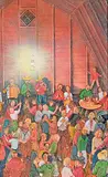 William Kurelek, The Barn Dance [The Happy Canadian], 1974, mixed media on wood board