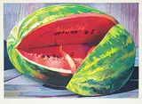 Mary Frances West Pratt, Cut Watermelon #61/75, 1997, colour wood block on paper