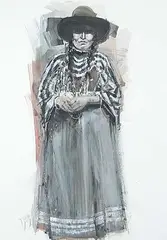 Paul Van Ginkel, Beautiful Shadow - Mrs. Plain Woman, Blood, 1995, watercolour on paper