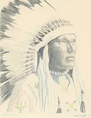 Peter Whyte, Stoney Chief, 1928, pencil crayon on paper