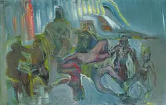 Aztecs by Adolf Benca, 1985, oil on canvas, sold Nov 2015
