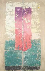 Franco Ciarlo, Untitled - Purple and Green Fresco, mixed media on canvas