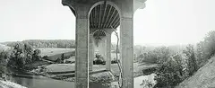 Geoffrey James, Interstate 80 and the Cuyahoga National Park [Viaduct of the Ohio Turnpike], 2005, black and white photograph on paper