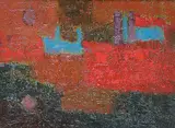 Marcella Maltais, Les Arbres, 1955, oil on canvas board
