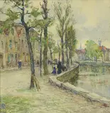 Nathaniel Hughes John Baird, Quai Long, Bruges, watercolour on paper
