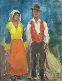 Béla Iványi-Grünwald, Untitled - The Young Couple, oil on wood panel