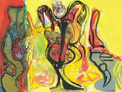 Adolf Benca, Untitled - Abstract Female Figure, 1986, gouache and watercolour on paper