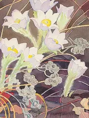 Annora Brown, Prairie Anemone, watercolour on paper