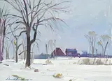 George Lorne Holland Bouchard, After Sundown - Bois Franc [Montreal], 1962, oil on wood board