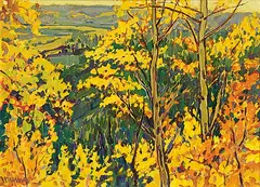 Aspens by William Duma, 1991, oil on canvas board, sold Nov 2015