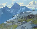 Peter Maxwell Ewart, Mt. Sir Donald from Mt. Abbott, oil on canvas board