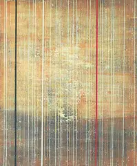 Sky Glabush, Untitled - Red, White and Black Vertical Lines, encaustic on paper