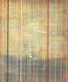 Sky Glabush, Untitled - Red, White and Black Vertical Lines, encaustic on paper