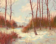 Near Twin Bridges by Mannie Gonsalves, oil on canvas, sold Nov 2015