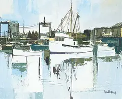 Jack Hambleton, Three White Ones, oil on board