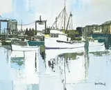 Jack Hambleton, Three White Ones, oil on board