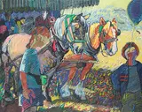 Sharon Christian Holmes, Tourist Ride [Barney and Big Boys], 1990, pastel on paper