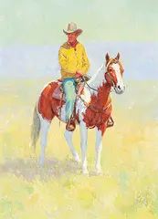 John T. Jones, Untitled - A Cowboy and His Pinto Horse, 2011, oil on canvas