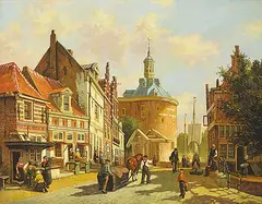 Barend Muller, Untitled - Holland Street Scene, oil on wood panel