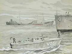 Rowley Walter Murphy, Untitled - An Outbound Convoy, mixed media on paper