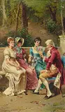 Francesco Peluso, Untitled - Captive Audience, oil on wood panel