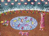 Arctic Lake Fishing - Cape Dorset Lake by Ferdinando Nichola Spina, 2011, acrylic on canvas board, sold Nov 2015