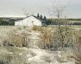 Tinyan Chan, Untitled - The White Barn, oil on canvas