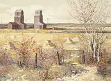 Tinyan Chan, Untitled - Grain Elevators, oil on canvas
