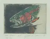 Jack Lee Cowin, Hen Trout A.P., 1988, hand coloured etching on paper