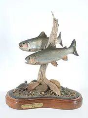Eric Thorsen, A Couple from Keck's Pond, painted wood and stone carving
