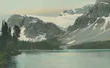 Joseph Frederick Spalding, Bow Lake with Crowfoot Glacier, Alberta, hand coloured photograph on paper