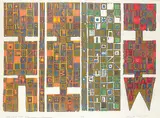 John Kenneth Esler, Mr. Winter's Little Boxes #5/19, 1965, colour wood block on paper