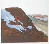 John Kenneth Esler, Buffalo Jump #3/100, 1981, colour etching on paper
