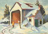 Donald Richard Hall, Untitled - Winter Chores, 1970, oil on wood board
