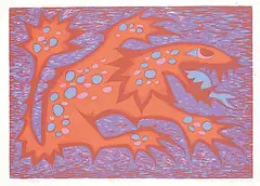 Vivian Lindoe, Dragon #15/15, 1972, colour silkscreen on paper