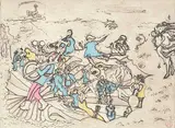 Noboru Sawai, Parade #Artist's Proof, colour etching and wood block on paper
