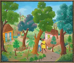 Philton Latortue, Untitled - Couple on the Way to the Beach, acrylic on canvas
