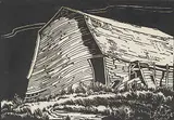 Barn at Lomond #21/50 by Margaret Shelton, 1941, lino block on paper, sold May 2015