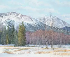 Colin Williams, Kananaskis Mountain, acrylic on wood board