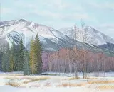 Colin Williams, Kananaskis Mountain, acrylic on wood board
