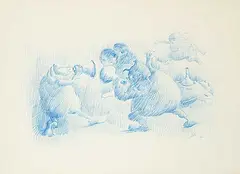Edward Norman Yates, Untitled - Yelling Match, 1964, coloured pencil on paper