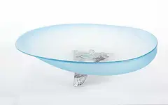 Marc Gibeau, Blue Platter with Free Form Foot, 1988, glass