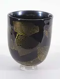 Martha Henry, Gold Leafed Black Vase, glass