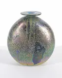 Robert D.M. Held, Oval Iridescent Vase, 1989, glass